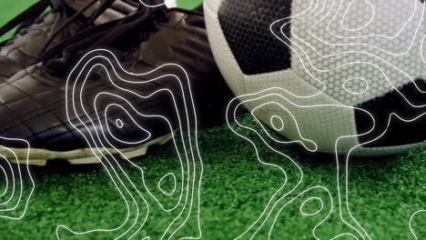 animation of white lines moving over soccer ball and shoes