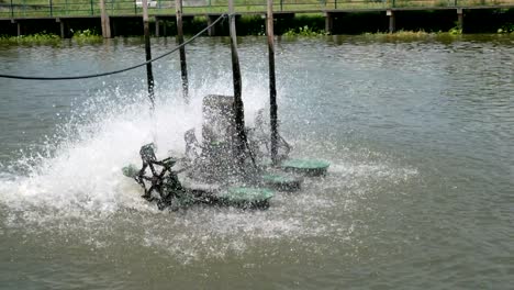 water turbine spinning for clean and treatment with ambient sound