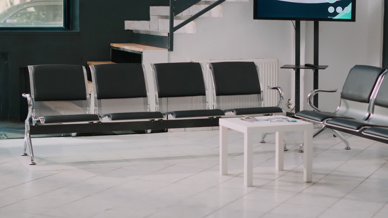 Hospital waiting room in modern medical facility