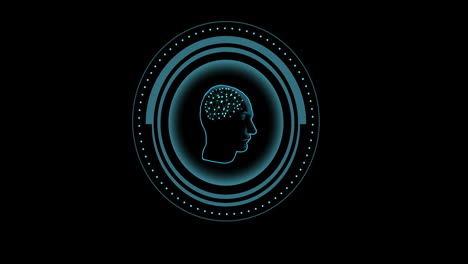 animación del cerebro humano y el procesamiento de datos de la ia sobre un fondo negro