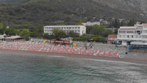 Aerial-Drone-Cinematic-Footage-of-Sutomore-Montenegro-beach-in-the-morning