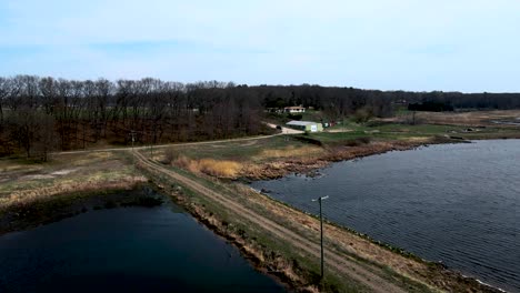 the river delta of the muskegon river in michigan, usa