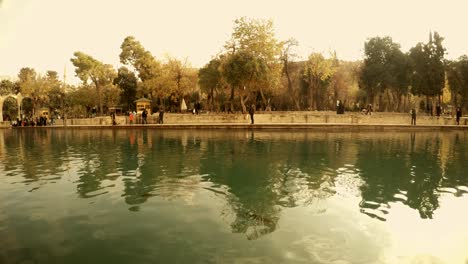 panorama from left to right balikligol pool of sacred fish winter sunny day urfa