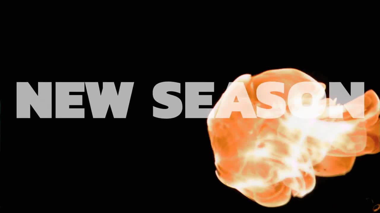 animación del texto de la nueva temporada sobre la llama voladora