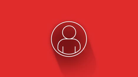 social media long shadow icon design isolated on red background. outline web icon. motion graphics.