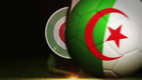 Football-Spieler-Treten-Algerien-Flagge-Ball