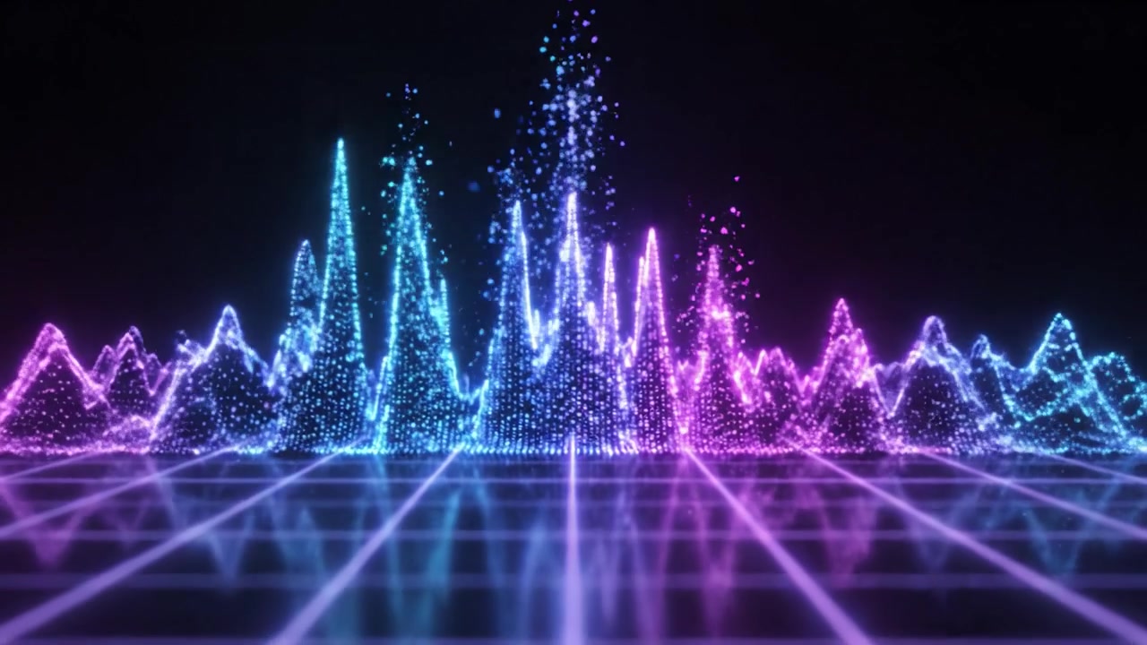 Dynamic Visual Representation of Sound Waves: A Stunning Transformation from Darkness to Vibrant Colorful Audio Waves in Motion