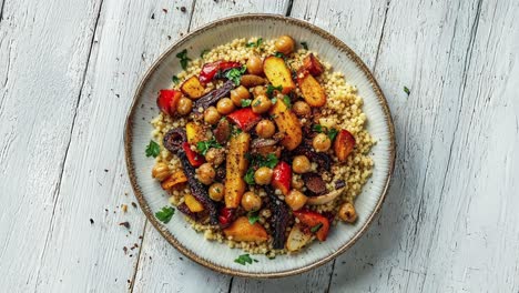 couscous with roasted vegetables and chickpeas