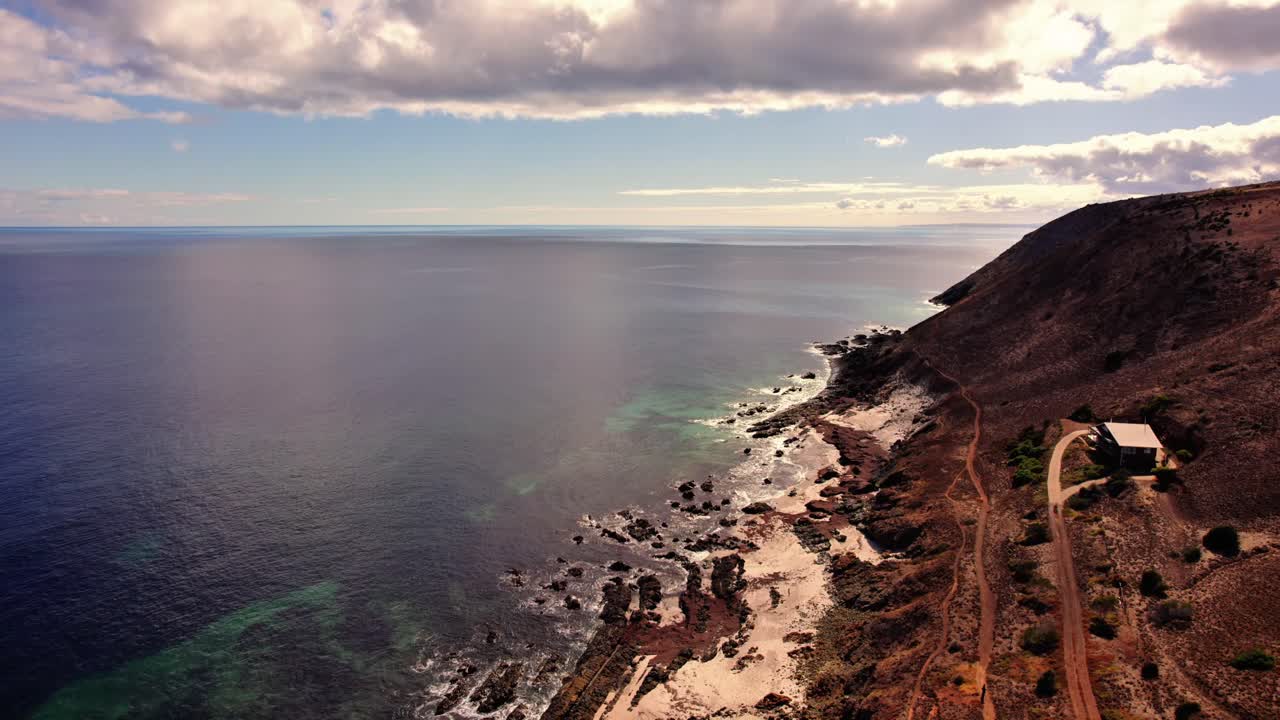 Aerial view of seascape along the vast beach on the South Coast during summer