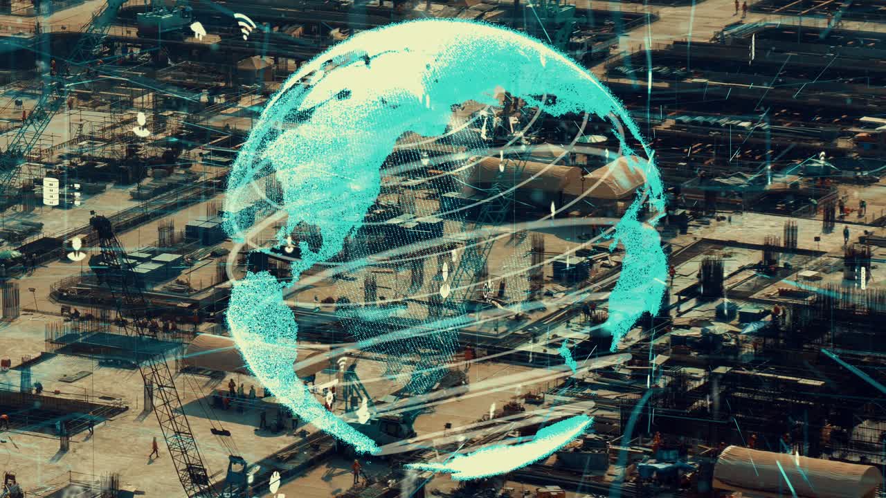 Construction technology concept with alteration graphic over construction site