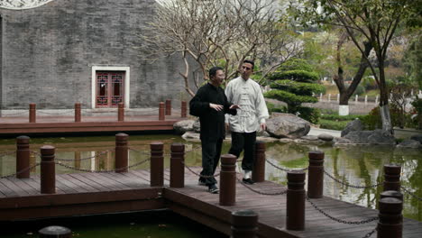 martial arts training in a serene chinese garden