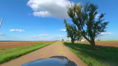 Driving-the-old-concrete-plated-Route-66-in-Mustang-cabriolet---straight-and-endless