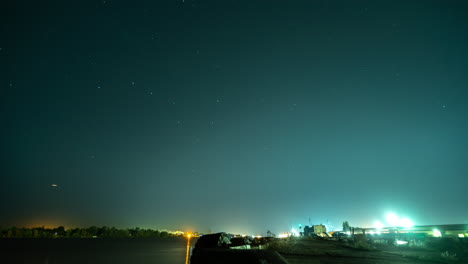 Timelapse-of-river-and-port-in-northern-Europe-city-at-night-time