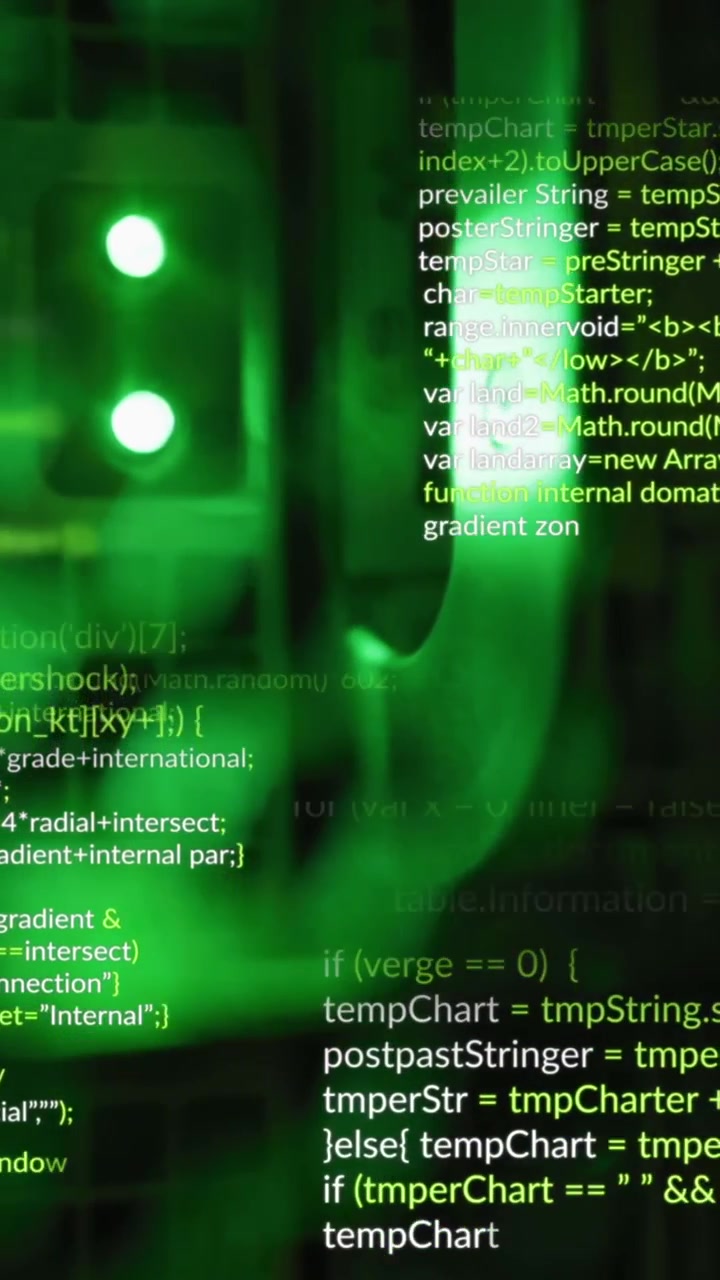 Animation of data processing on black background