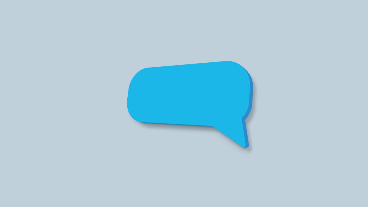 Chat, speech bubble 3d icon animation on blue background. 4K