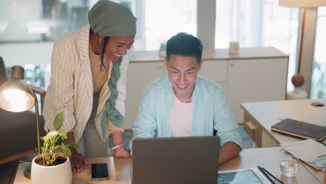 Fist-bump,-success-or-business-people-with-laptop