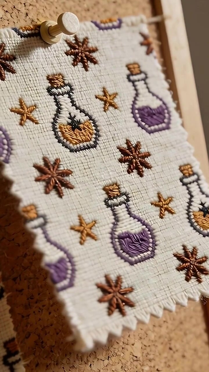 Vertical video: Zooming camera revealing potion swatch with white pushpin on board, showing sheen