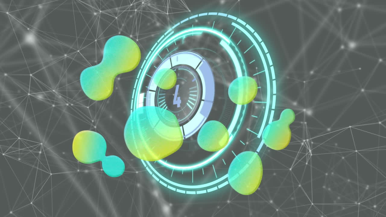 카운트다운과 연결 네트워크와 함께 범위 스캐닝의 애니메이션