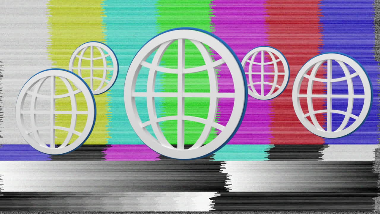 iconos del globo y estática colorida