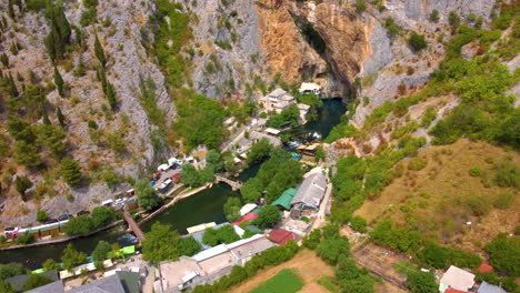 Aerial-View-Of-Vrelo-Bune-On-Buna-River-Near-Blagaj-In-Bosnia-and-Herzegovina