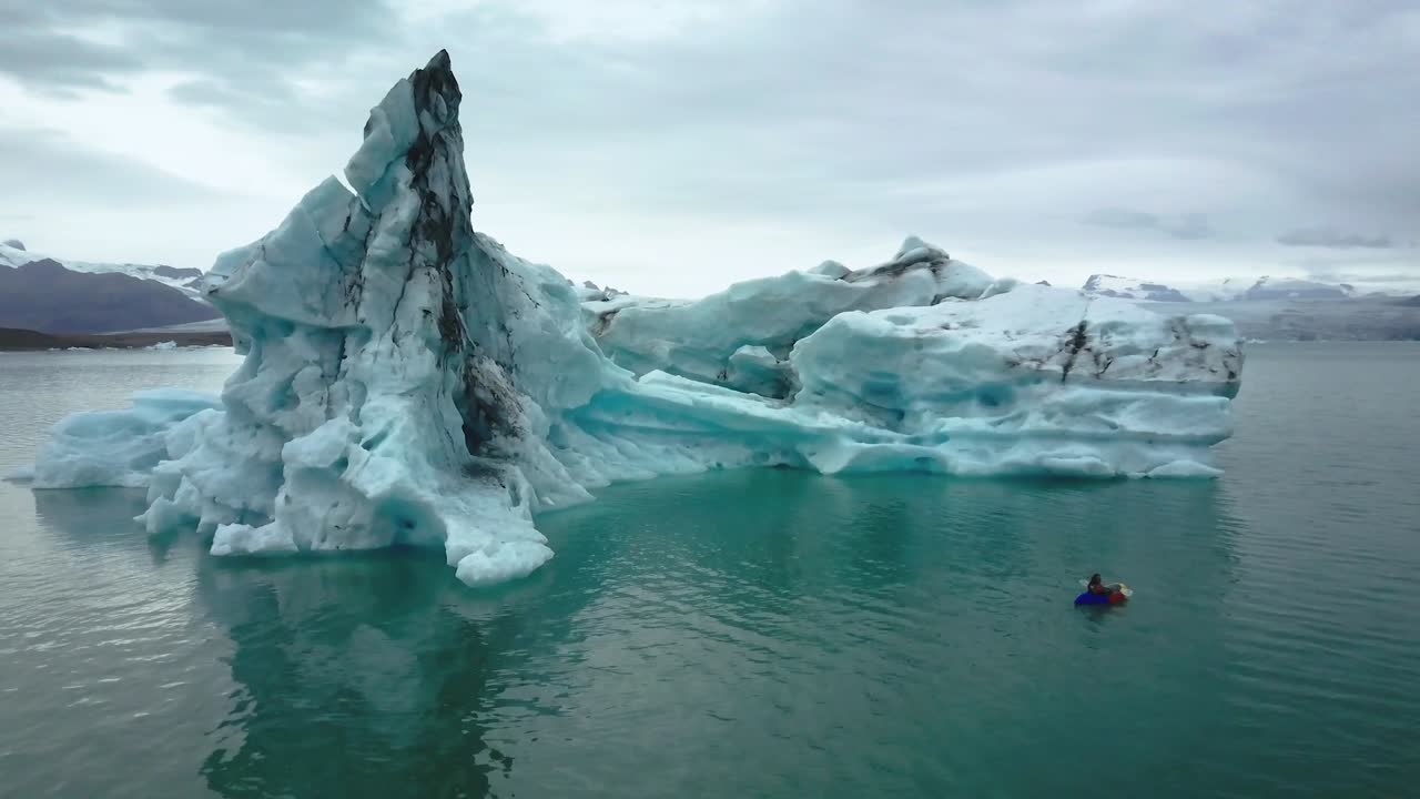 HD - Iceland - Drone Shot of Near Miss Glacier