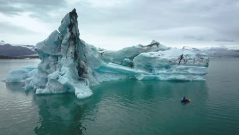 hd - iceland - drone shot of near miss glacier