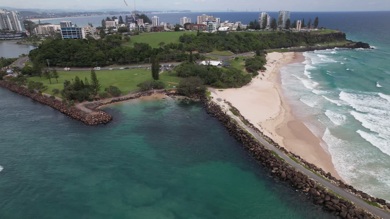 Duranbah Beach With Little Duranbah Beach In NSW, Australia - Aerial Shot