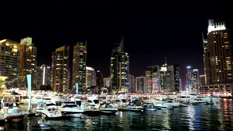 uhd 4k dubai marina night time lapse, united arab emirates