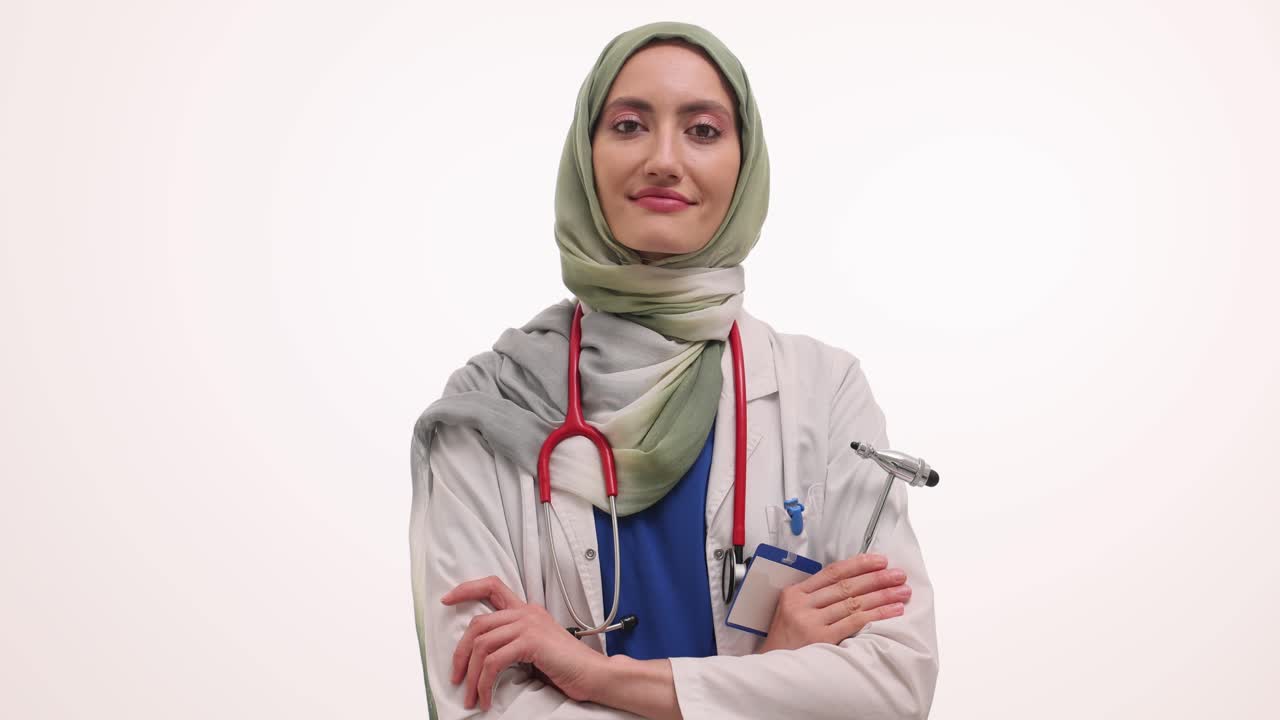 A female doctor wearing a hijab