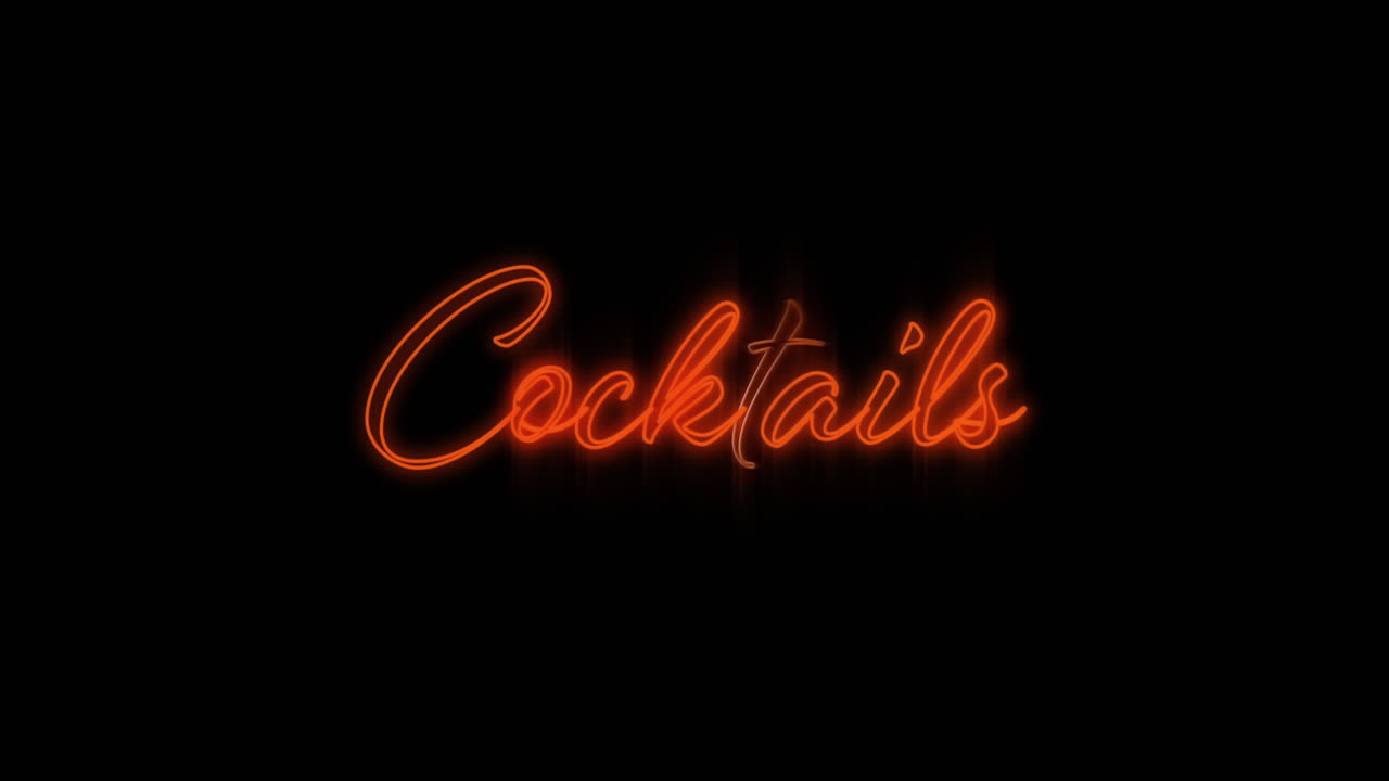 cócteles de palabras parpadeando en vallas de neón en rojo 4k