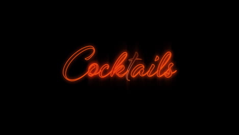 word cocktails blinking on neon billboard in red 4k