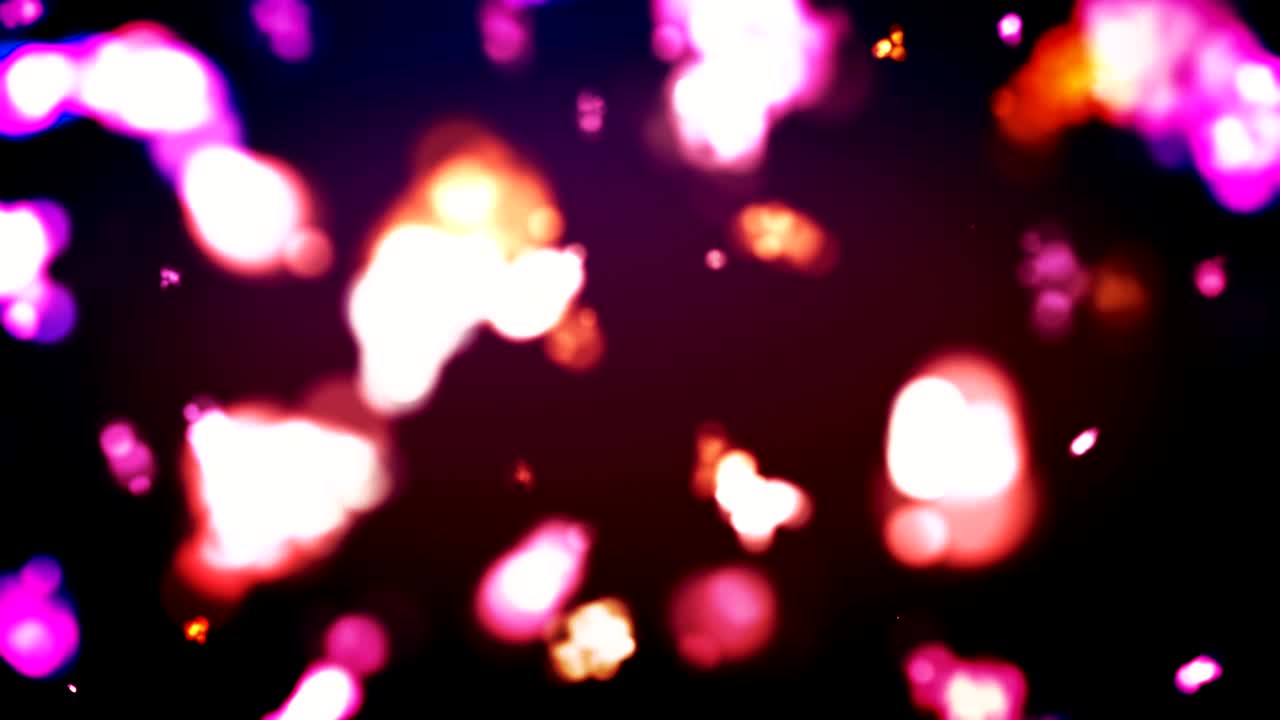4k multicolor, desfocalizado brillante brillantes haces de luz abstracta como bokeh 4k video bucle capaz de fondo - púrpura, rojo, naranja