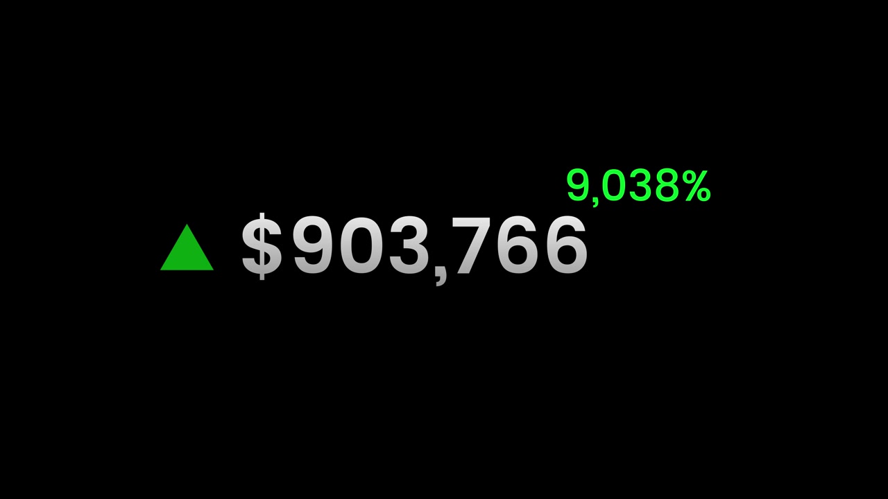 Digital financial display showing numbers profit animation isolated on black background
