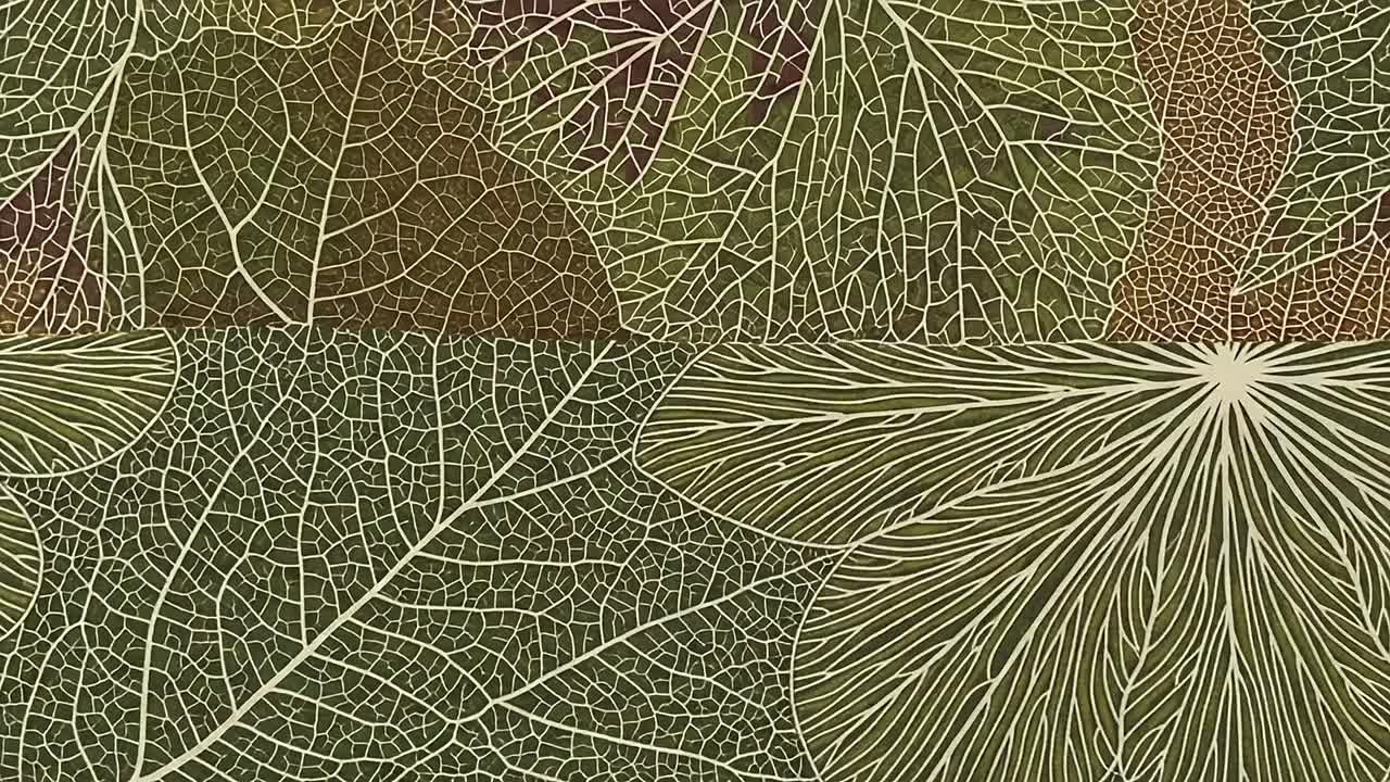 Intricate Patterns of Nature: A Close-Up Exploration of Leaf Structures and Textures Captured in Two Distinct Frames Showcasing the Beauty of Plant Life