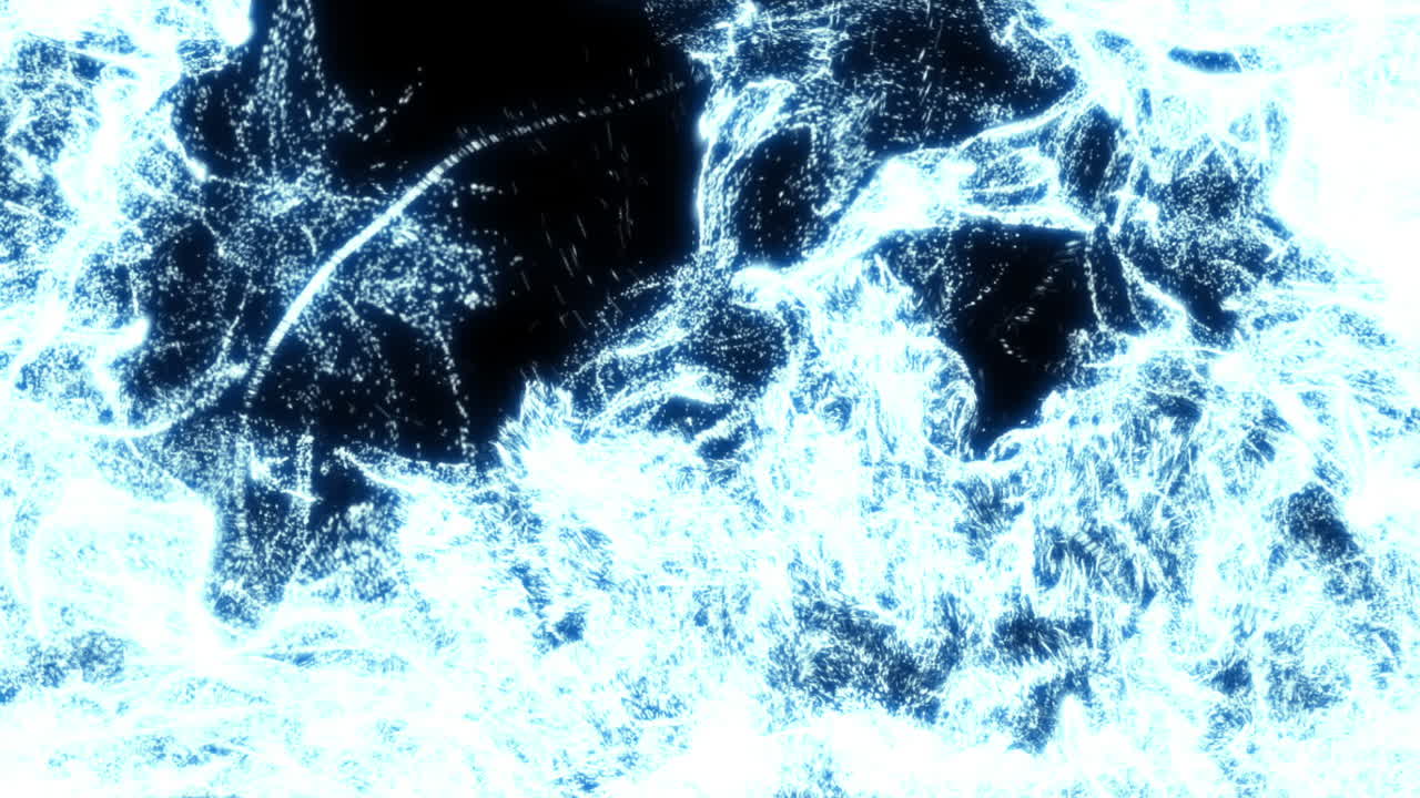 Abstract Blue Glowing Particles Swirling on Black Background