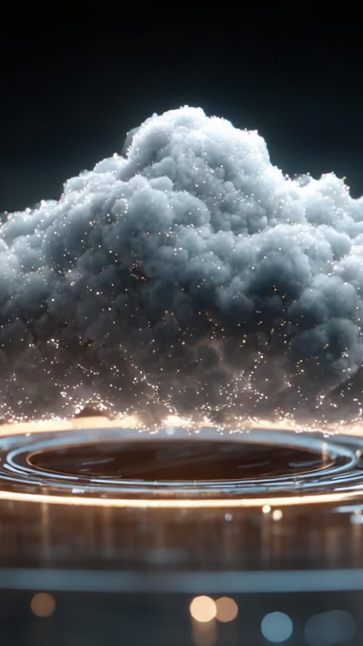 Un'immagine accattivante di una dinamica formazione di nuvole illuminate da una luce brillante, su uno sfondo scuro, che mostra la bellezza dei fenomeni naturali