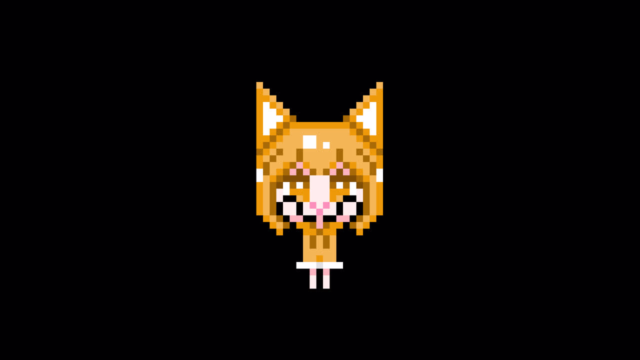 Pixel Cat girl Raise both hands short hair Looping animation. 1080p (8).mov