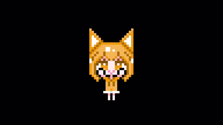 Pixel Cat girl, alza entrambe le mani, capelli corti, animazione in loop. 1080p (8).mov