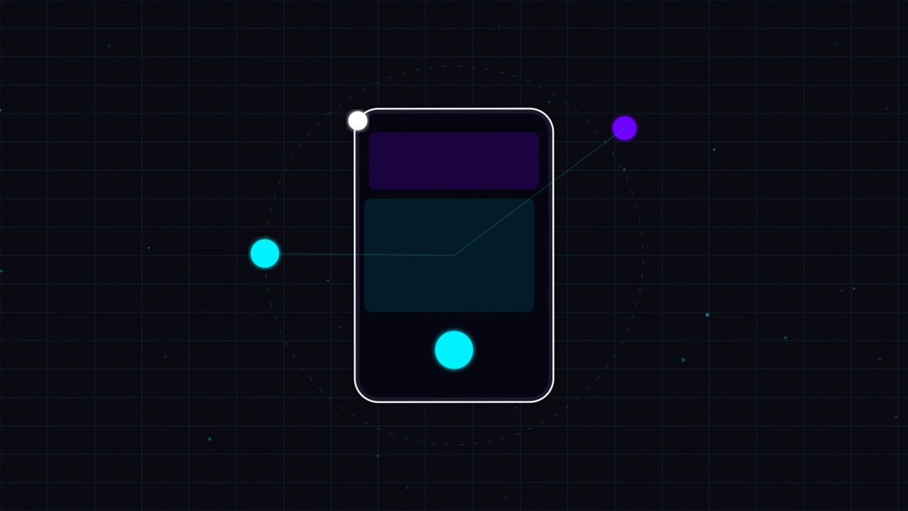 Grafica animata astratta di un'interfaccia smartphone in rotazione