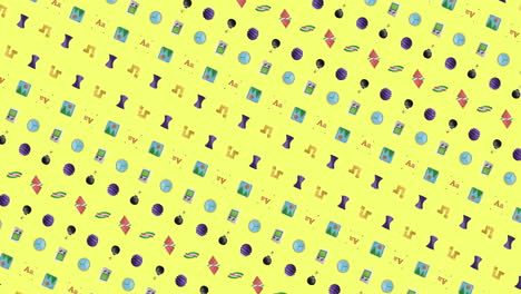 animation of rows of pattern moving on yellow background