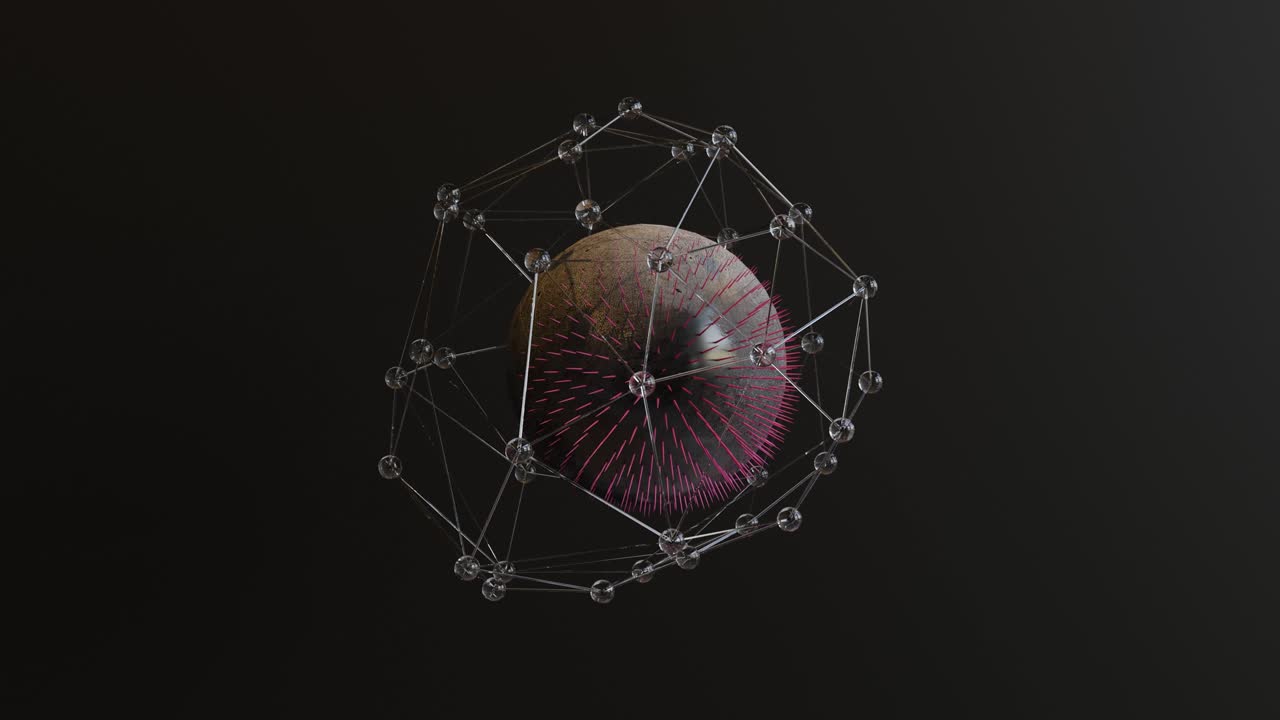 Digital polygon with points and lines connect. Technology network data connection. Futuristic cyberspace, 3d illustration