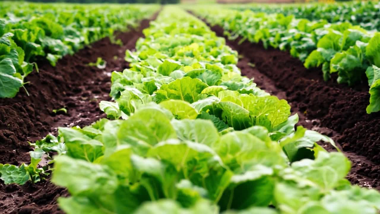 Lettuce field rows