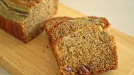 banana cake on wood board