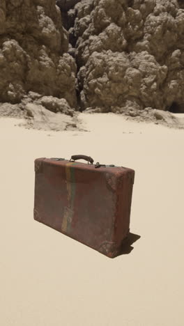 old suitcase in the desert