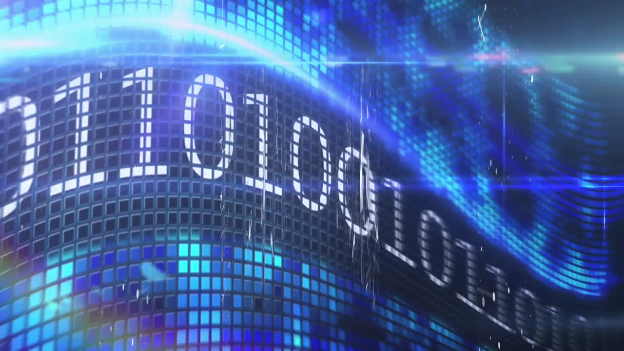 animación del procesamiento de datos sobre un fondo azul