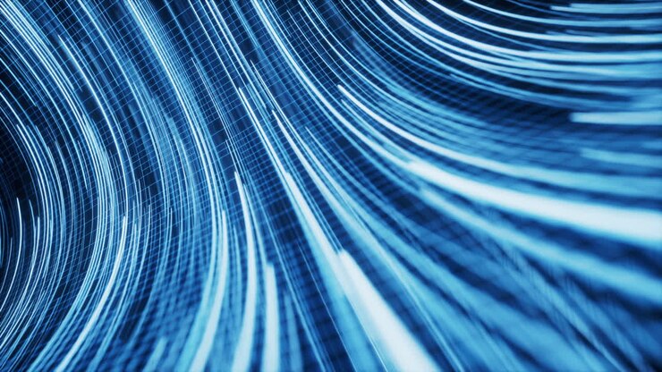 Flydende linjer med digitalt cyberspace, 3D-gengivelse