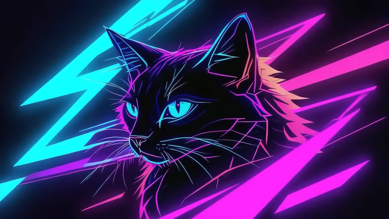 Neon Cyberpunk Cat Portrait
