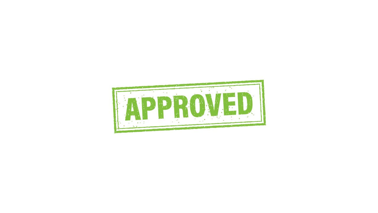 Approved green stamp. Motion graphics.