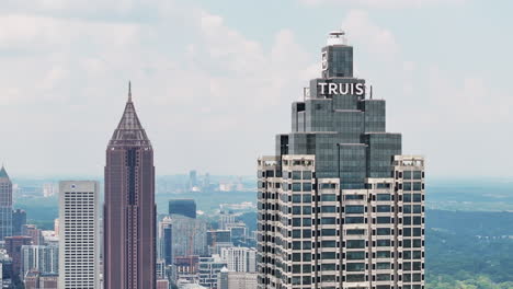 Elevated-footage-of-high-rise-buildings-towering-above-large-city