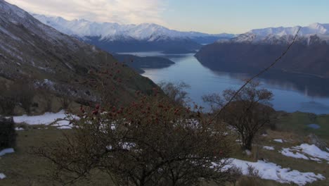 Scenic-Landscape-Of-Roys-Peak-In-Wanaka,-New-Zealand---aerial-shot